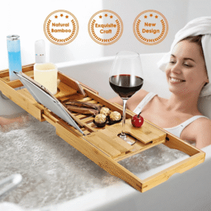 Bamboo Bath Tray Table – Adjustable Bathtub Caddy