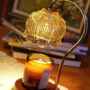 Floral Glow Candle Warmer Lamp – Dimmable Vintage Light with Timer