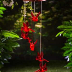 Solar Powered Cardinal Wind Chimes – LED Hanging Bird & Chime Light for Garden, Patio & Balcony Decor